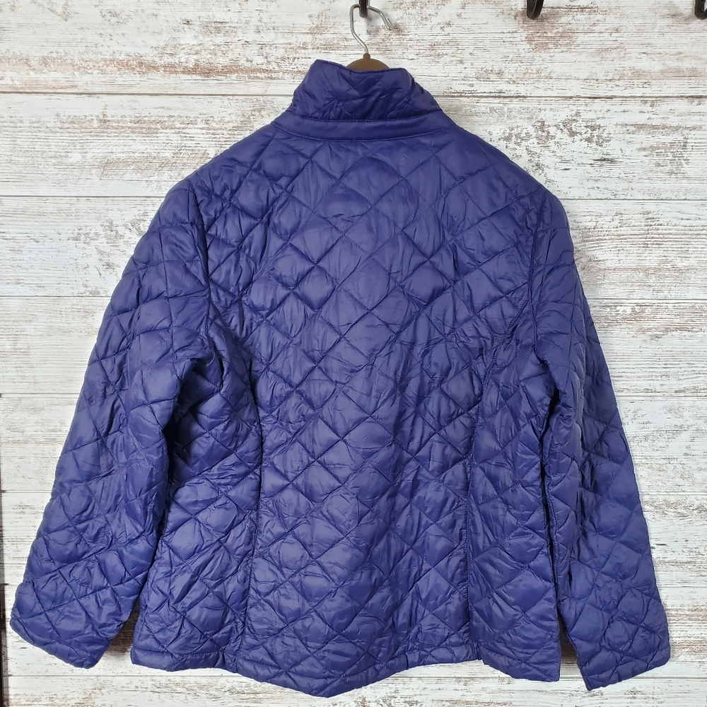 L.L. Bean Navy Blue Diamond Quilted Snap-Front Lightweight Puffer Jacket - Picture 2 of 7